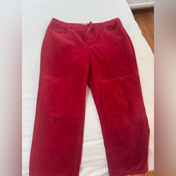 Loft Red Curvy Straight Corduroy Pants - Picture 5 of 7